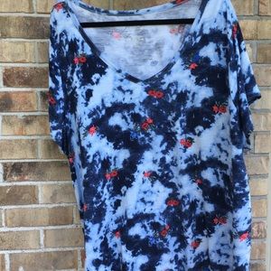 Maurices plus size 3x shirt blue red white EUC